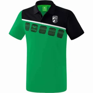 5-C Poloshirt - smaragd/schwarz/weiß